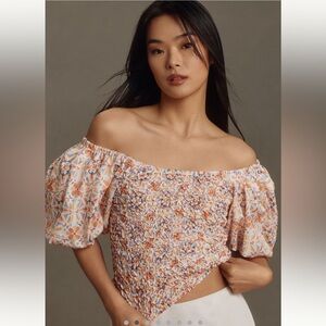 Anthropologie Off-The-Shoulder Texture Top